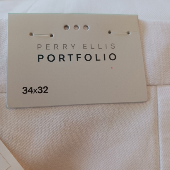 Perry Ellis Mens Pants Portfolio Travel Luxe Modern Fit 34 x 32 White Linen NWT - Picture 3 of 4